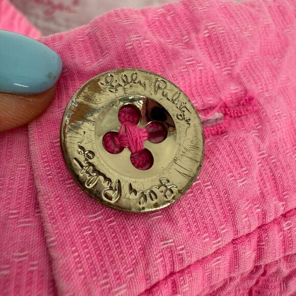 Lilly Pulitzer Callahan Shorts Size 2 Solid Pink Textured Preppy Beach Chino - Picture 5 of 9